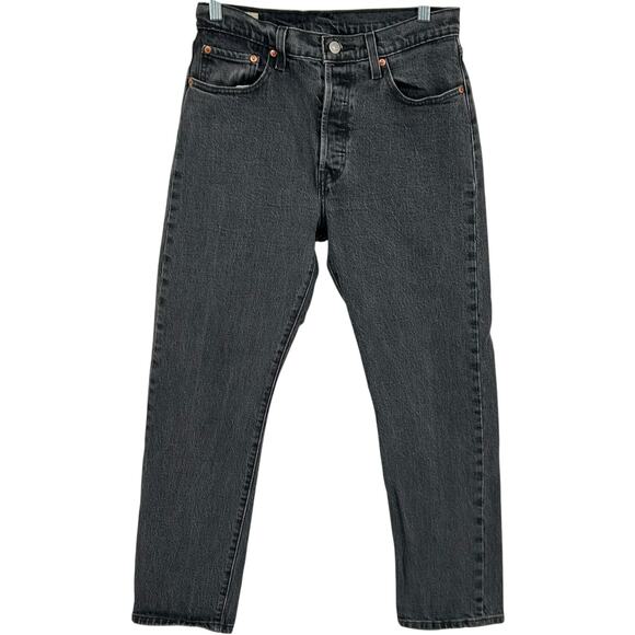 Women's 501 Levi's Premium High Rise Black Denim Button Fly Mom Jeans Size 28 - Picture 1 of 8